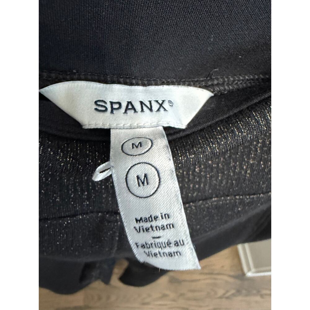SPANX Women Air-essentials Shine Wide Leg Pant Stretch Black Gunmetal Shimmer M - Picture 11 of 12